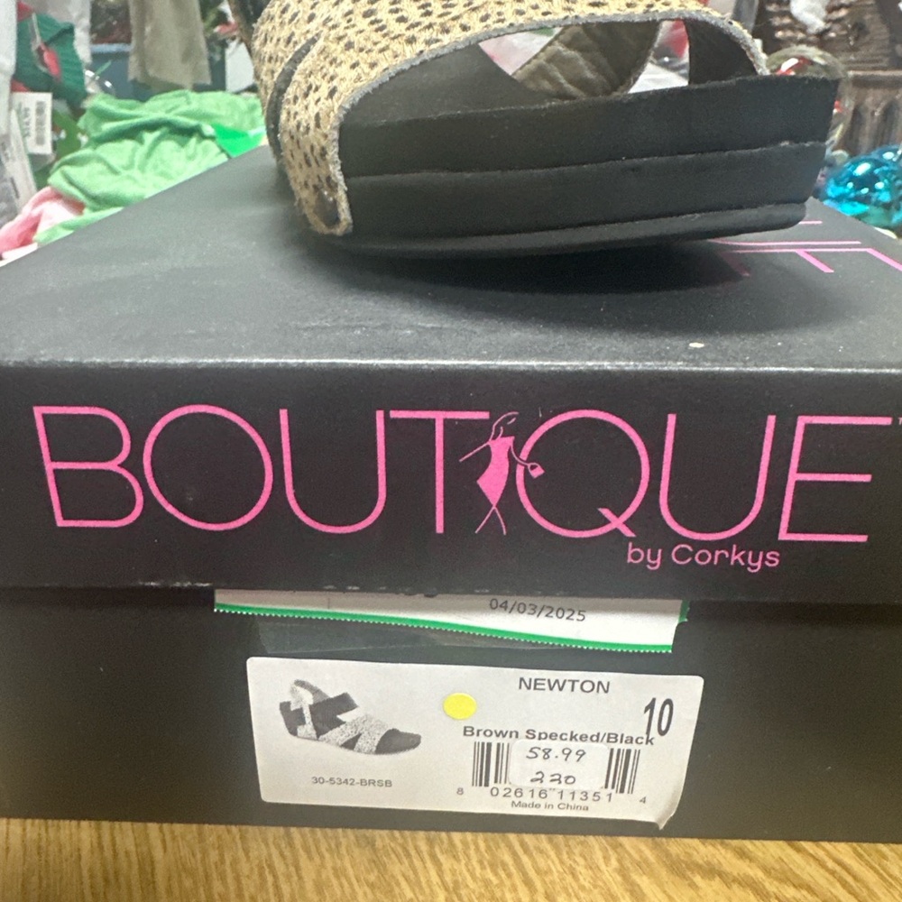 Corkys Women's Black and Tan Boutique Sandals - Picture 2 of 3